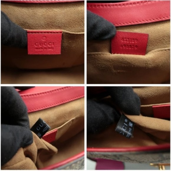 100% Authentic GUCCI Padlock Brown & Red Canvas Shoulder Bag - Picture 10 of 12